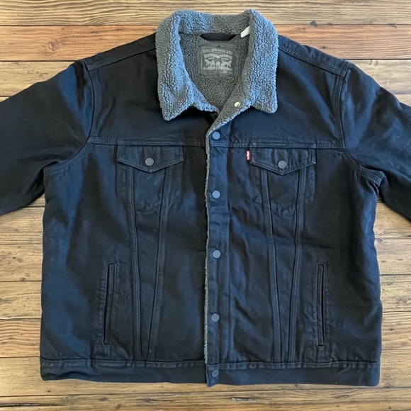 Levi’s Sherpa Trucker Jacket | Duvall Denim (Black) | XXL - Picture 4 of 6
